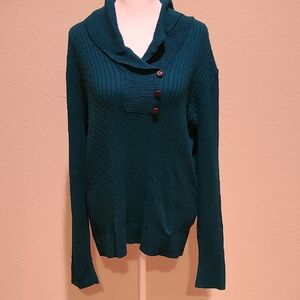 Jeanne Pierre Women's Teal Sweater with Button Detail Size XL